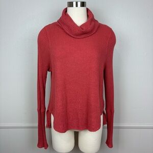 FP‎ We the Free Kristina Drippy Cowl Neck Thermal Top Size S Cayenne Grunge Boho